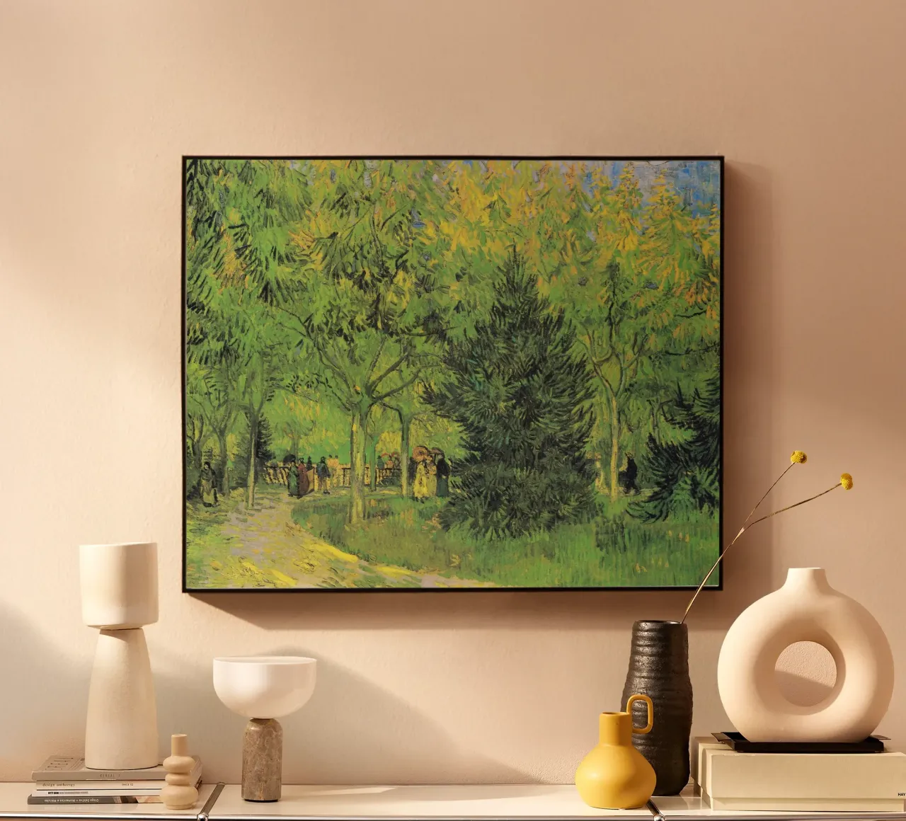 Il sentiero di Vincent van Gogh nel parco di Arles con i camminatori pannello forex da Van Gogh Prints