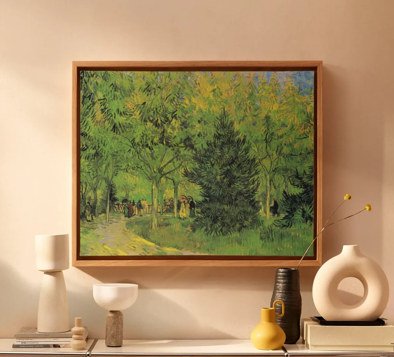 Chemin de Vincent van Gogh dans le parc d'Arles avec des promeneurs toile avec Caisse américaine de Van Gogh Prints