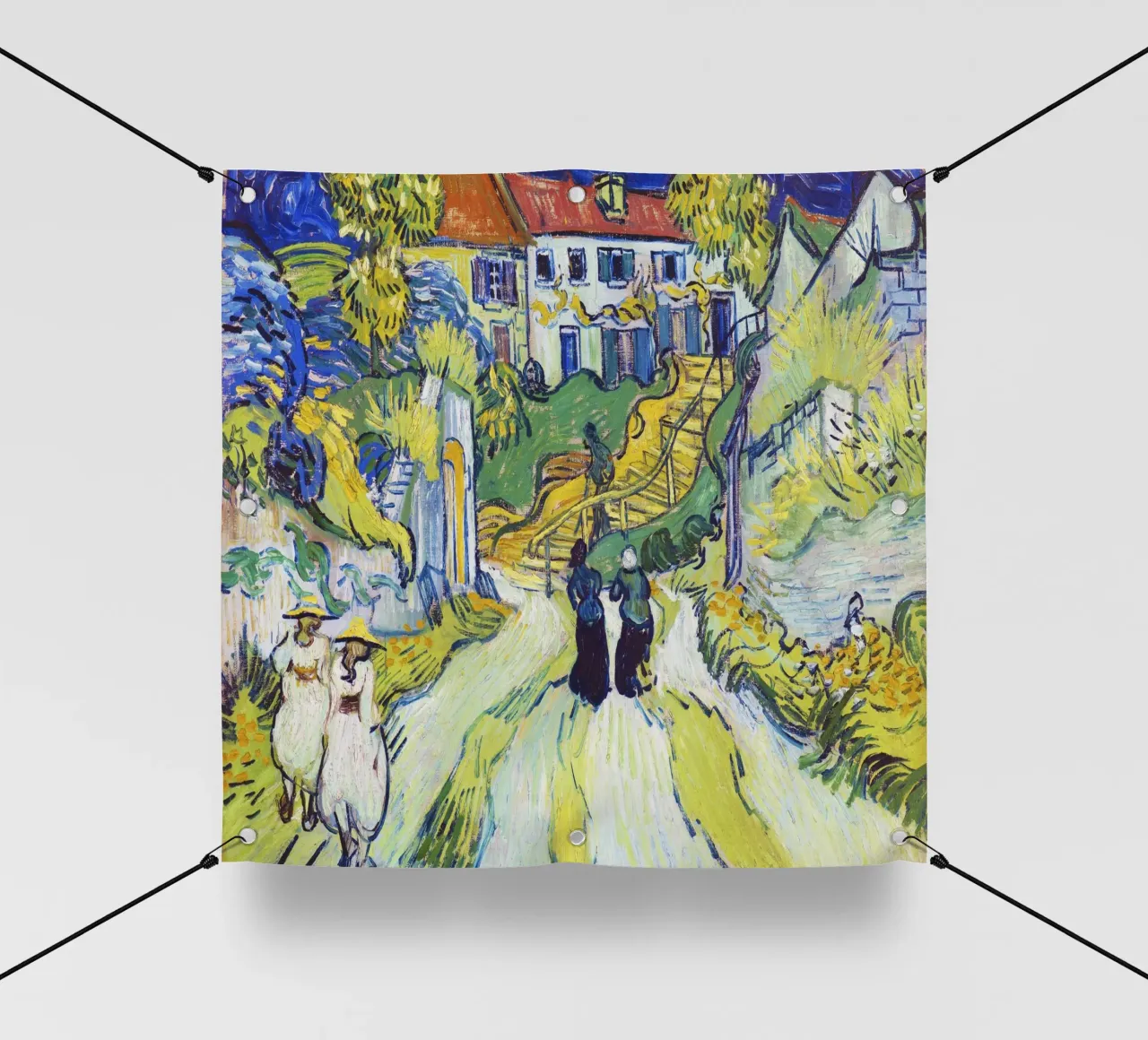La scala di Auvers di Vincent van Gogh (1890) telo in pvc da Van Gogh Prints