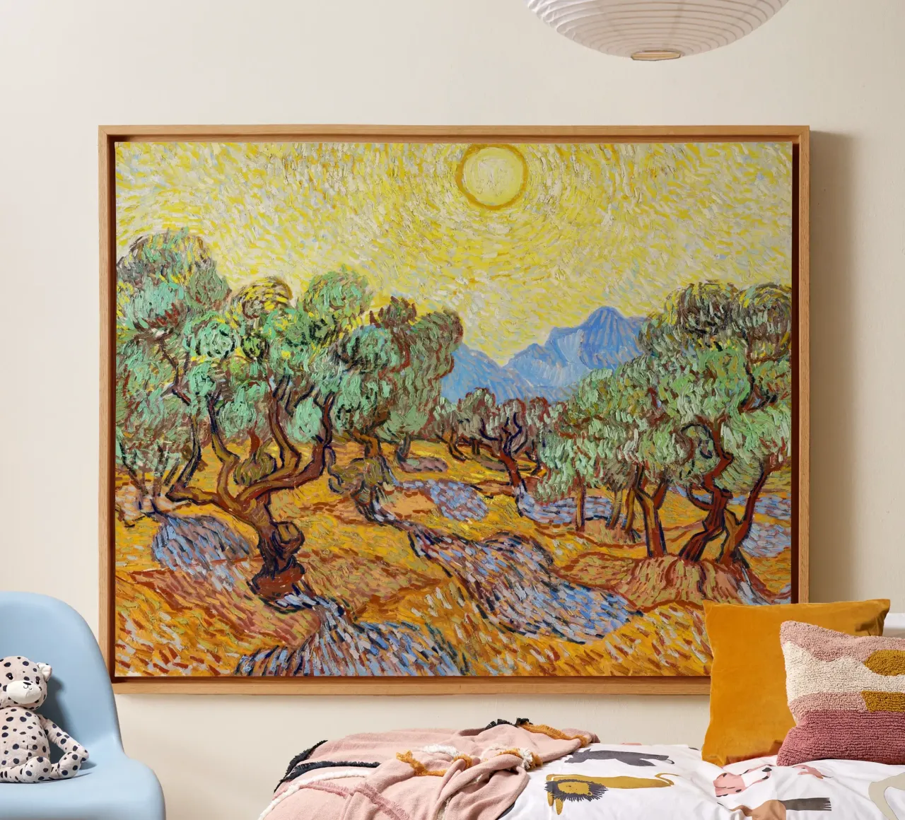 Gli ulivi di Vincent van Gogh (1889) tela con Cornice a cassetta da Van Gogh Prints