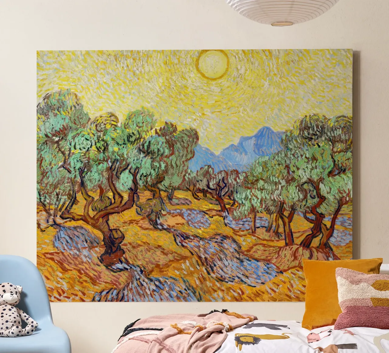 Gli ulivi di Vincent van Gogh (1889) tela con Cornice a cassetta da Van Gogh Prints