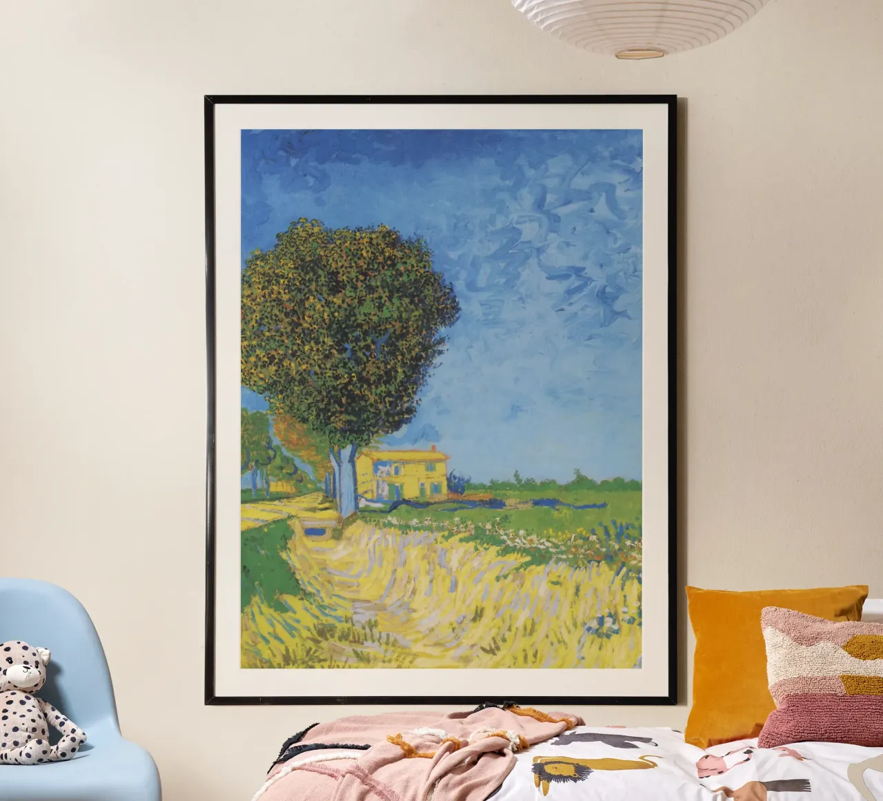 Viale di Arles con case di Vincent van Gogh (1888) poster con telaio in legno da Van Gogh Prints
