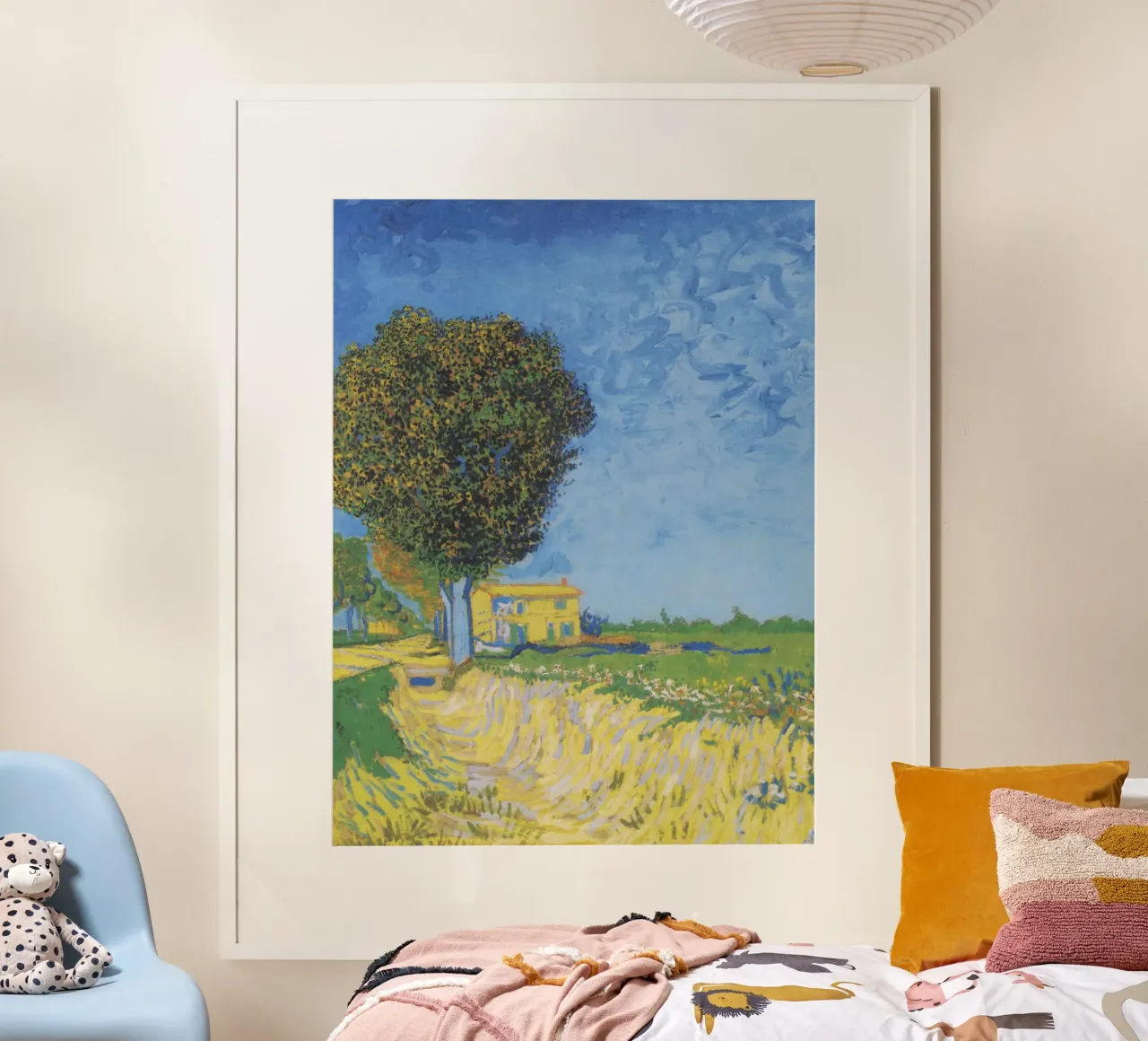 Viale di Arles con case di Vincent van Gogh (1888) poster con telaio in legno da Van Gogh Prints