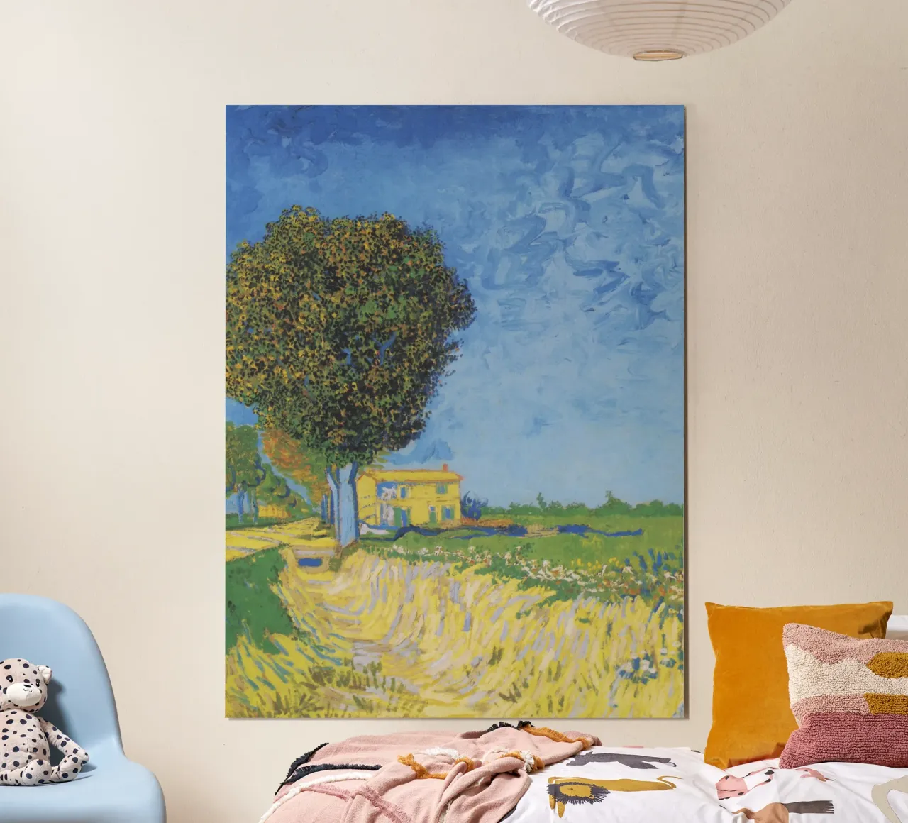 Viale di Arles con case di Vincent van Gogh (1888) poster con telaio in legno da Van Gogh Prints
