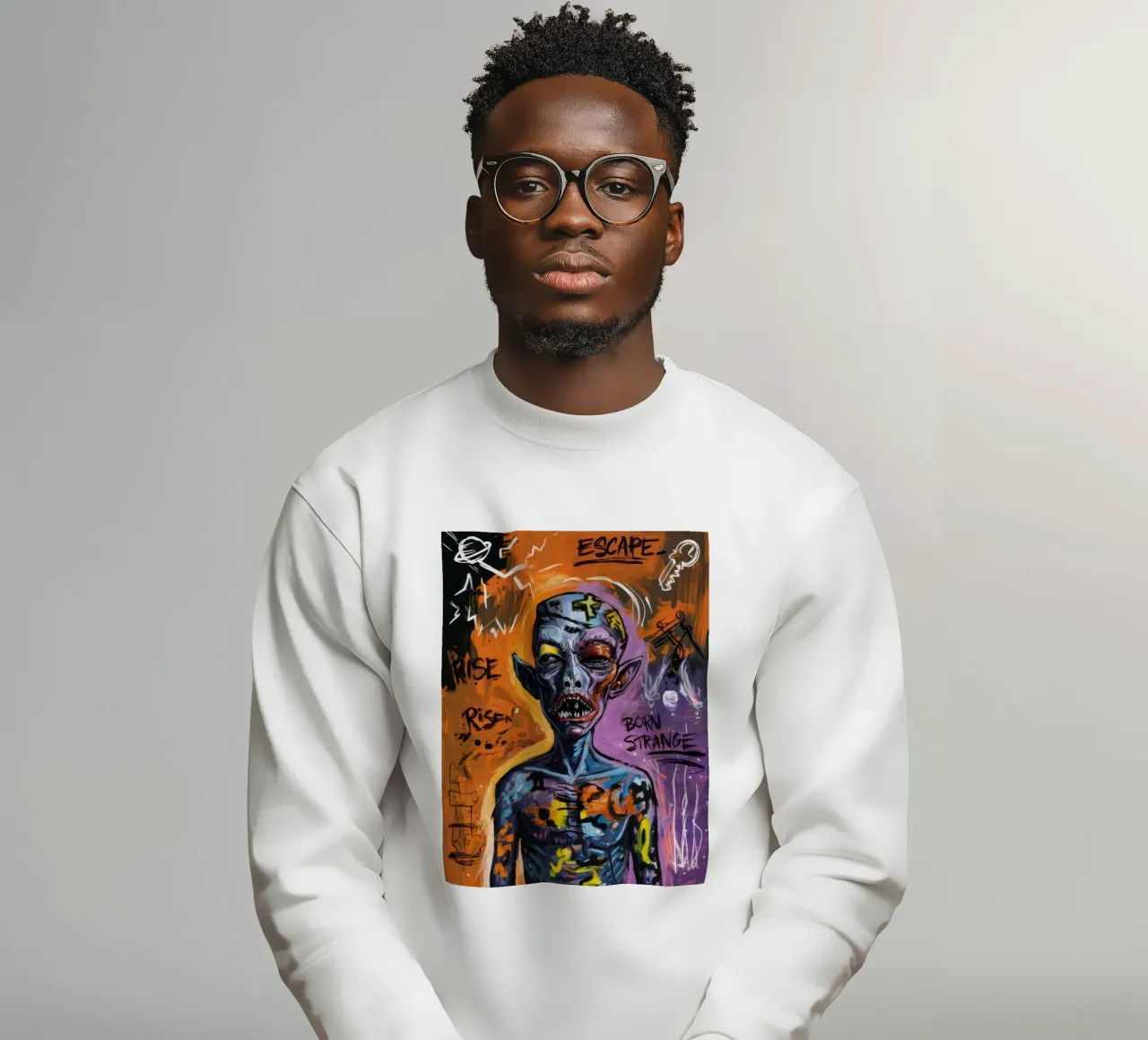Mysterieuze abstracte ontsnapping sweatshirt van Muse Fragments