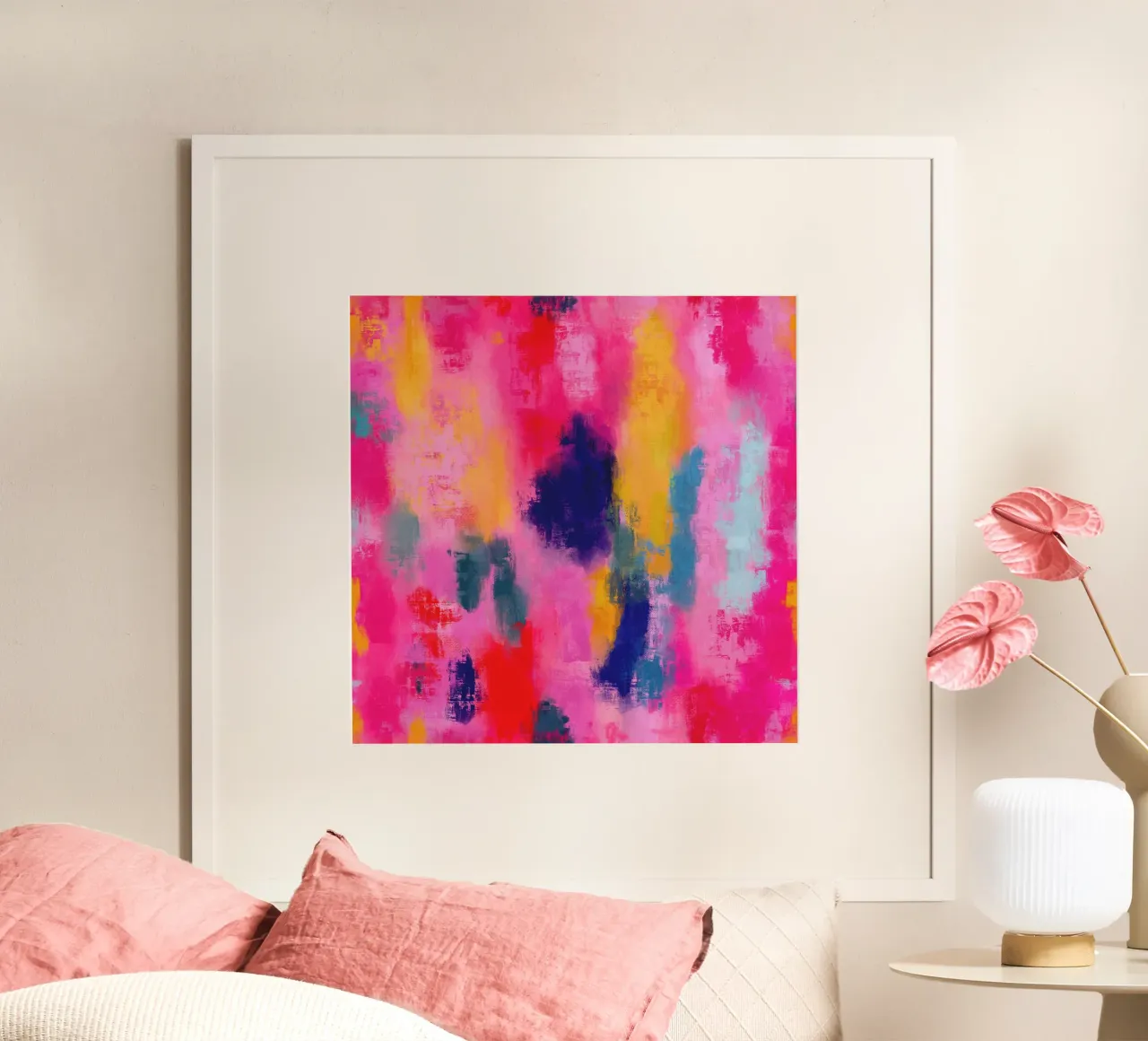 Joyful Pink poster con telaio in alluminio da Petra Lang