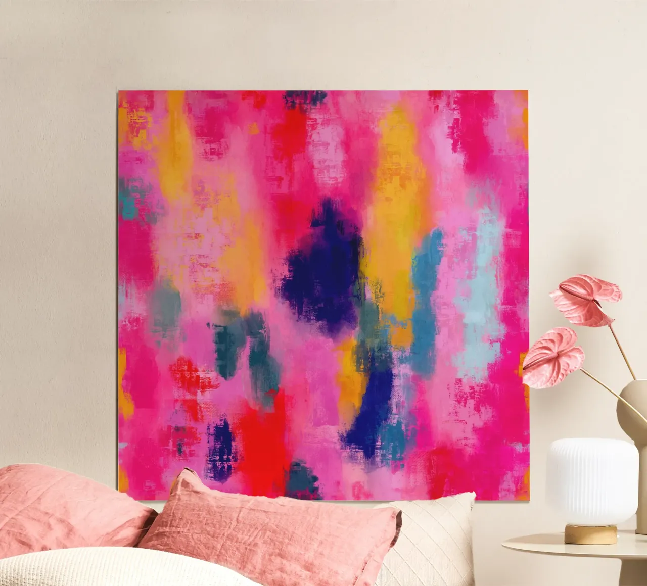 Joyful Pink poster con telaio in alluminio da Petra Lang