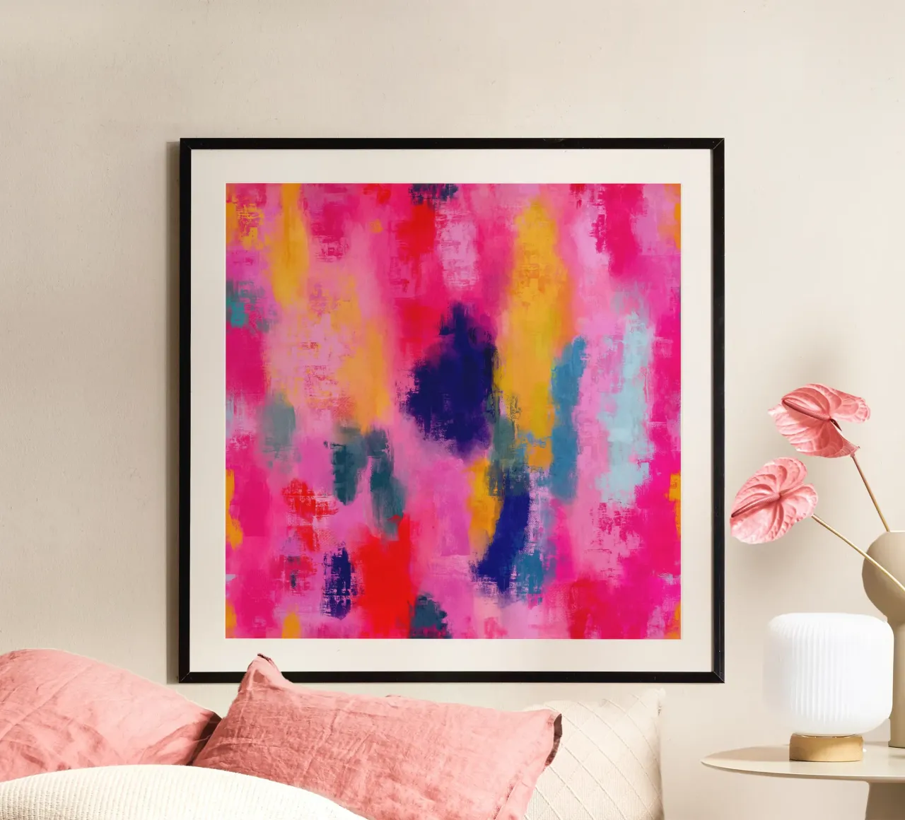 Joyful Pink poster con telaio in alluminio da Petra Lang