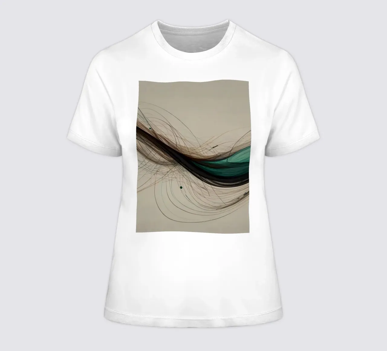 Abstraktes digitales Kunstwerk, das fließende Linien in erdigen Frauen T-Shirt von DesignDoodle