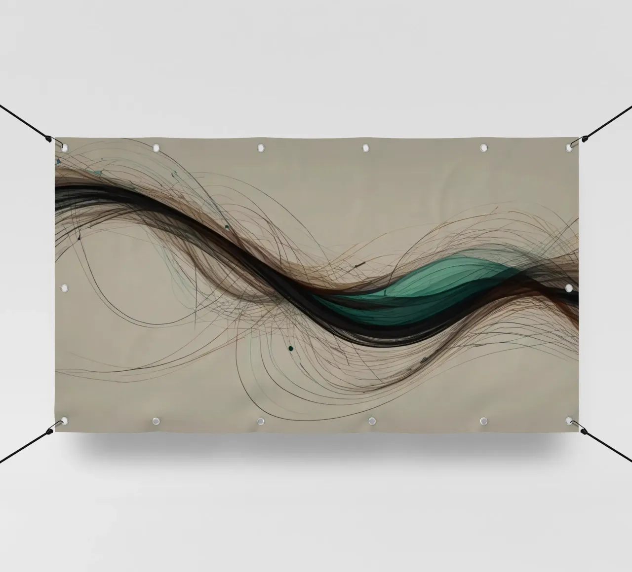 Un'opera d'arte digitale astratta che mostra linee fluide in colori terrosi. telo in pvc da DesignDoodle