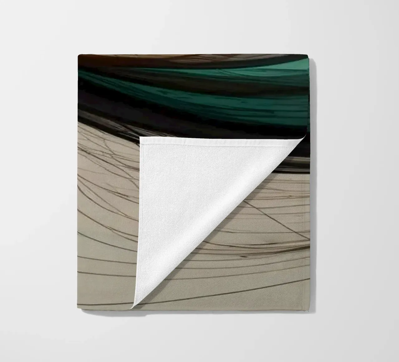 Un'opera d'arte digitale astratta che mostra linee fluide in colori terrosi. telo mare da DesignDoodle