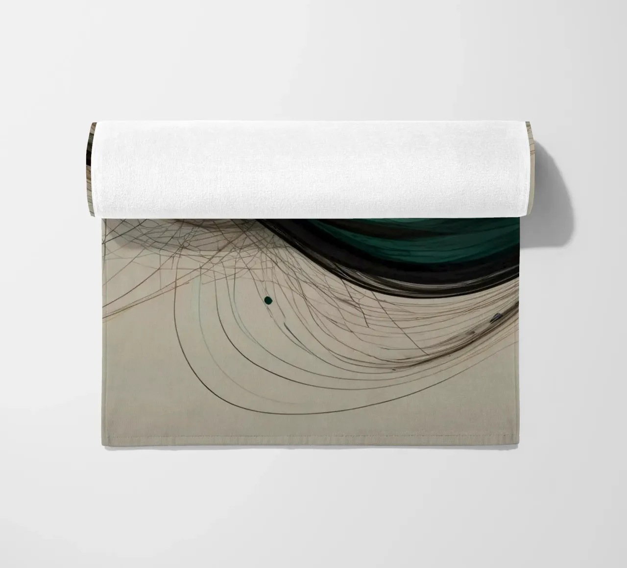 Un'opera d'arte digitale astratta che mostra linee fluide in colori terrosi. telo mare da DesignDoodle
