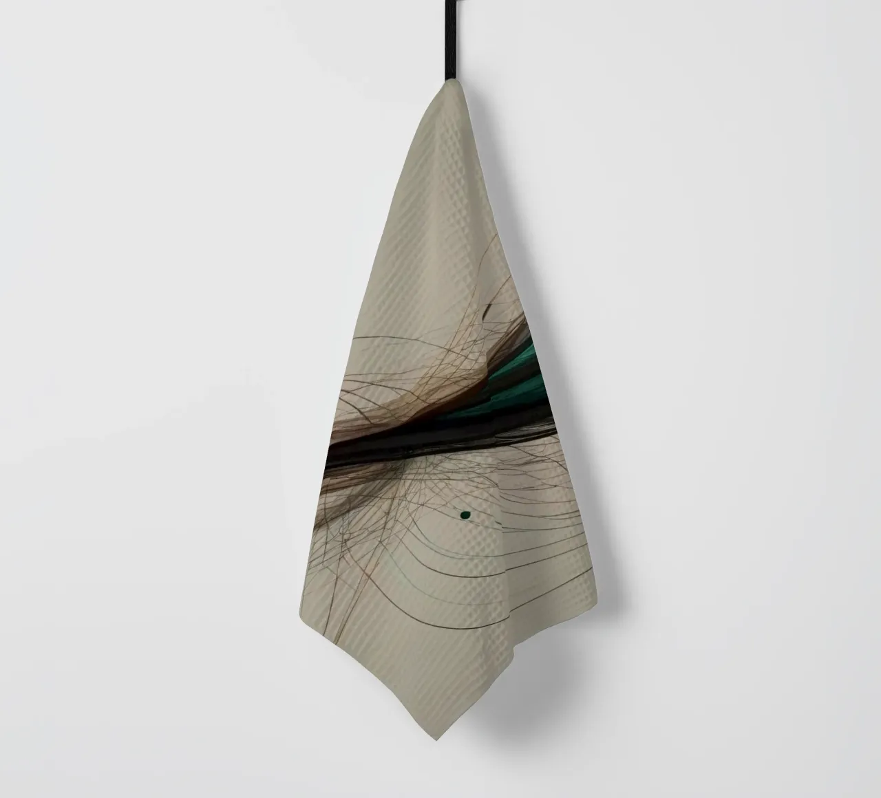 Un'opera d'arte digitale astratta che mostra linee fluide in colori terrosi. canovaccio da cucina da DesignDoodle