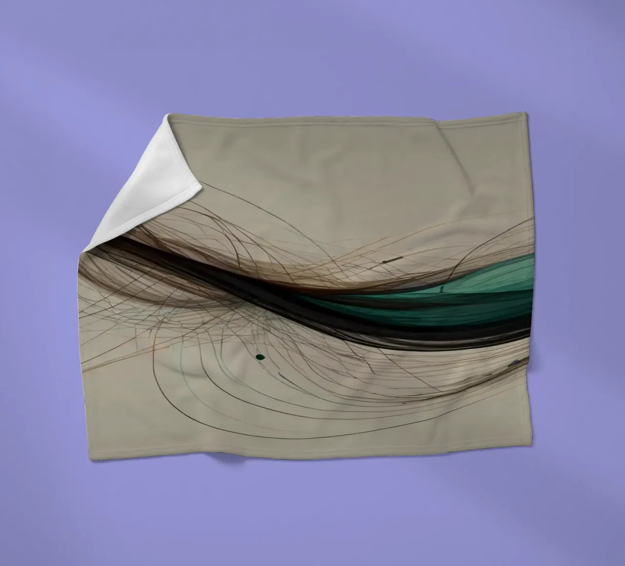Un'opera d'arte digitale astratta che mostra linee fluide in colori terrosi. coperta in pile da DesignDoodle