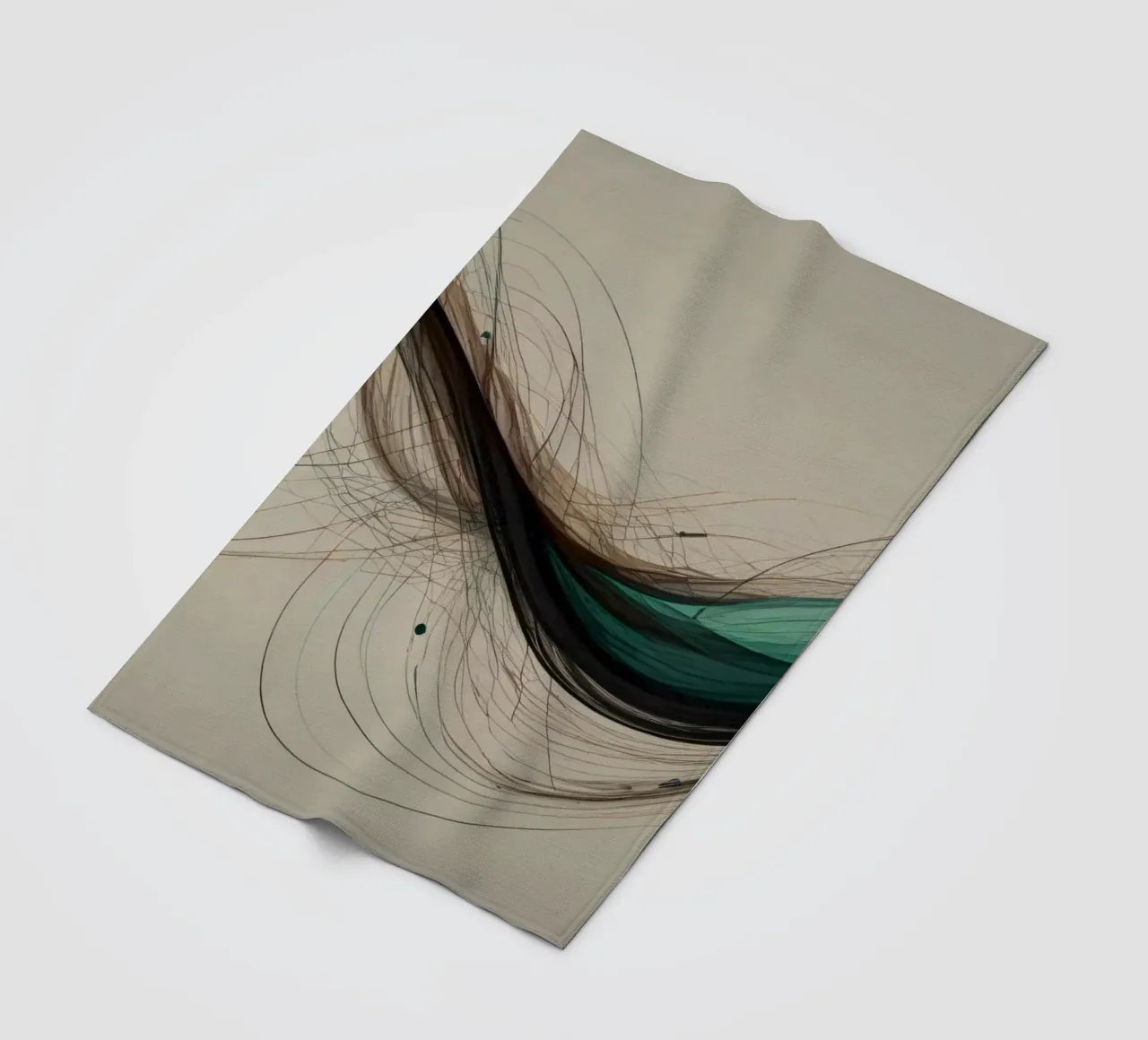 Un'opera d'arte digitale astratta che mostra linee fluide in colori terrosi. coperta in pile da DesignDoodle