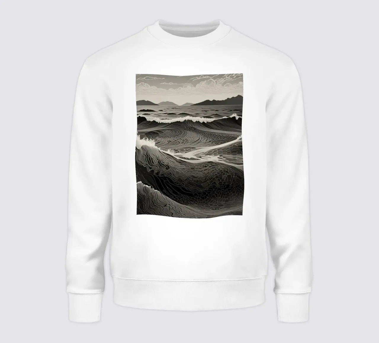 Onde che si infrangono sulla riva all'alba felpa da DesignDoodle