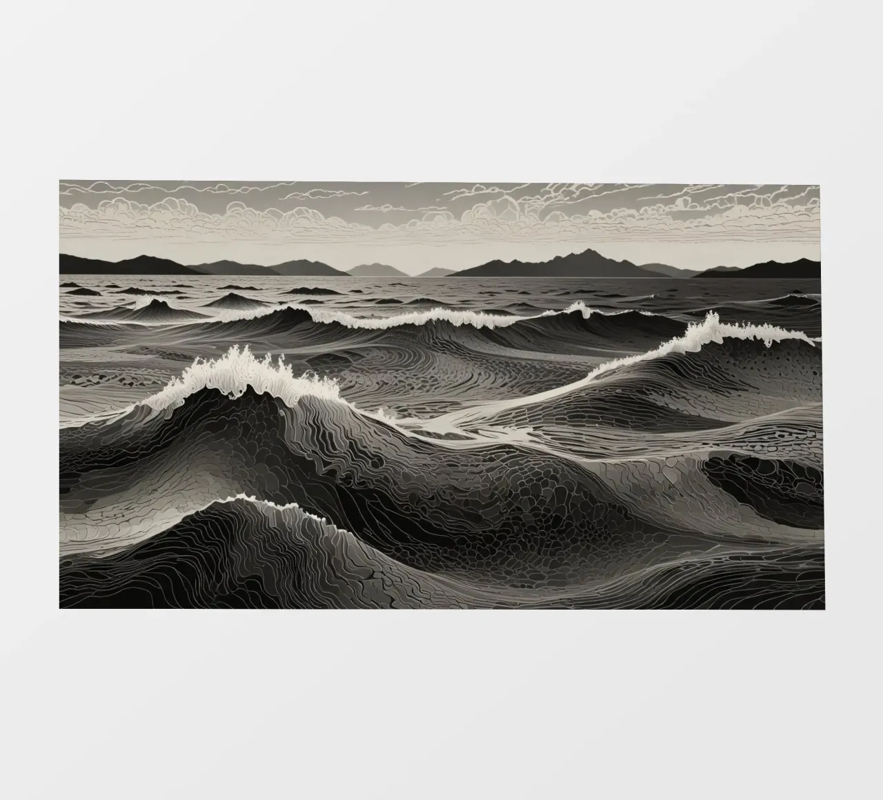 Waves crashing against the shore at dawn photo wallpaper by DesignDoodle