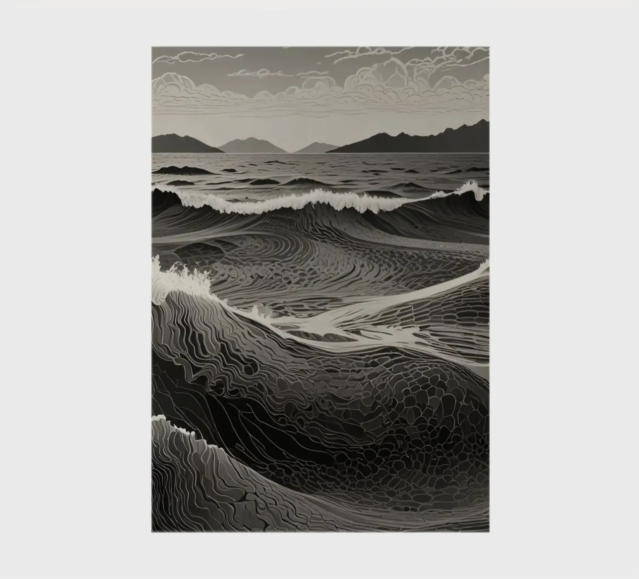 Waves crashing against the shore at dawn notebook by DesignDoodle