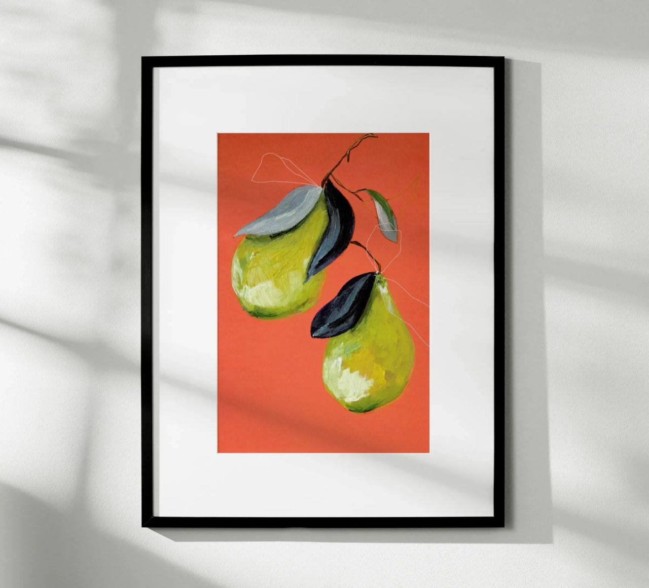 Pear 03 Poster mit Holzrahmen von Leigh Viner