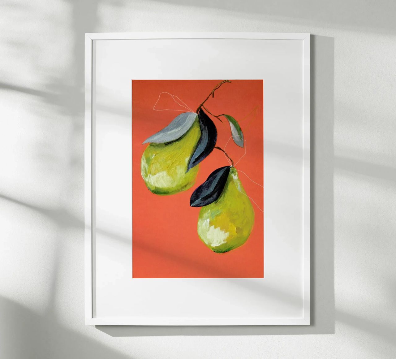 Pear 03 Poster mit Holzrahmen von Leigh Viner