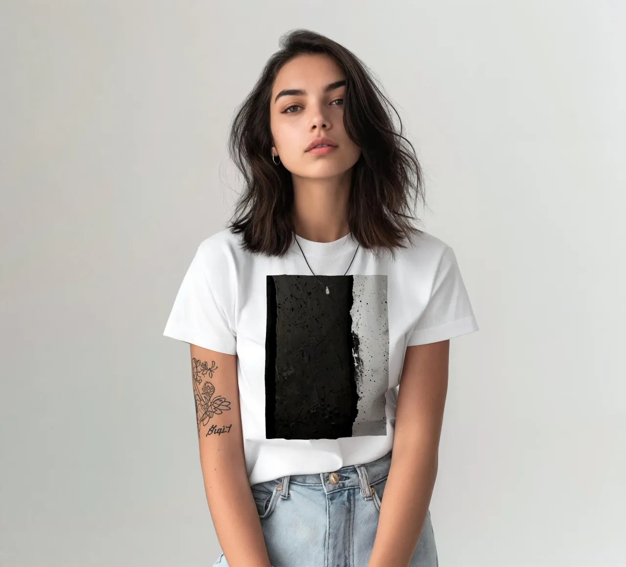 split in textured dark surfaces reveals an unexpected light t-shirt by DesignDoodle