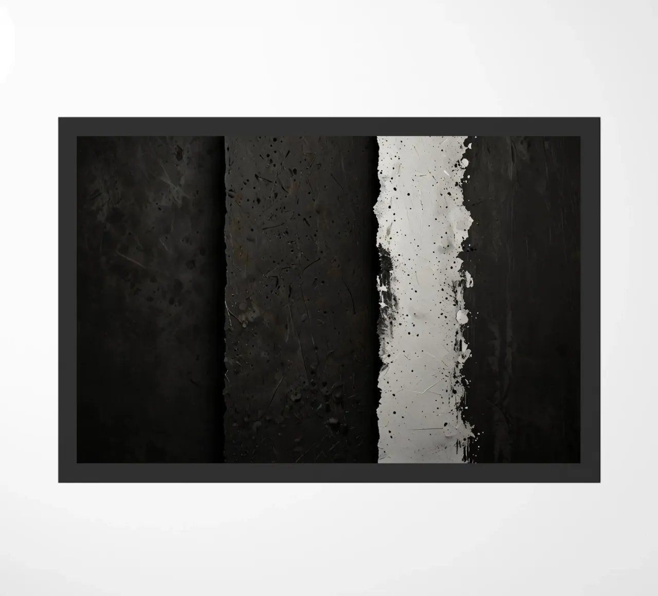 split in textured dark surfaces reveals an unexpected light doormat by DesignDoodle