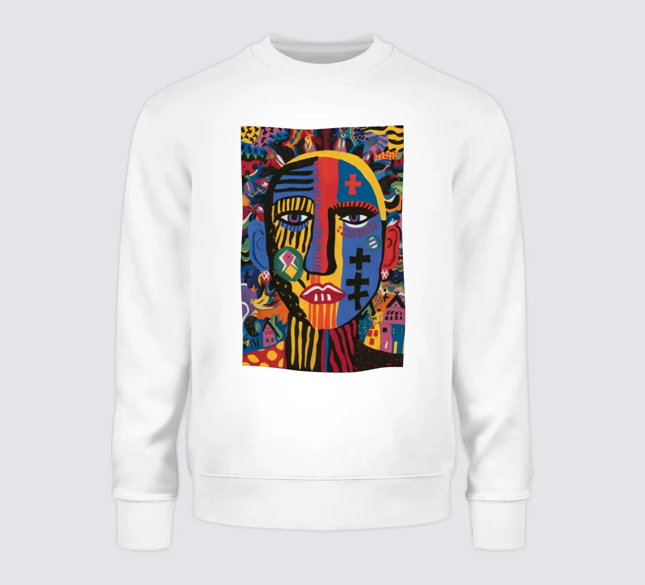 Kleurrijk geometrisch gezicht sweatshirt van Muse Fragments