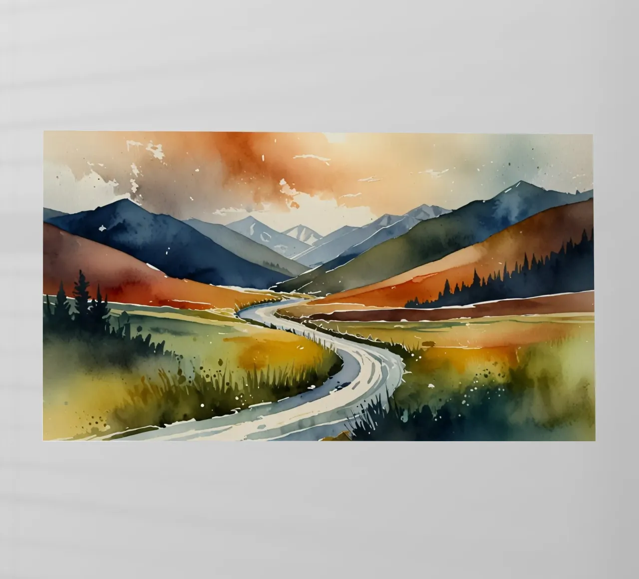 Un fiume tortuoso scorre tra le colorate valli autunnali pellicola backlit da DesignDoodle