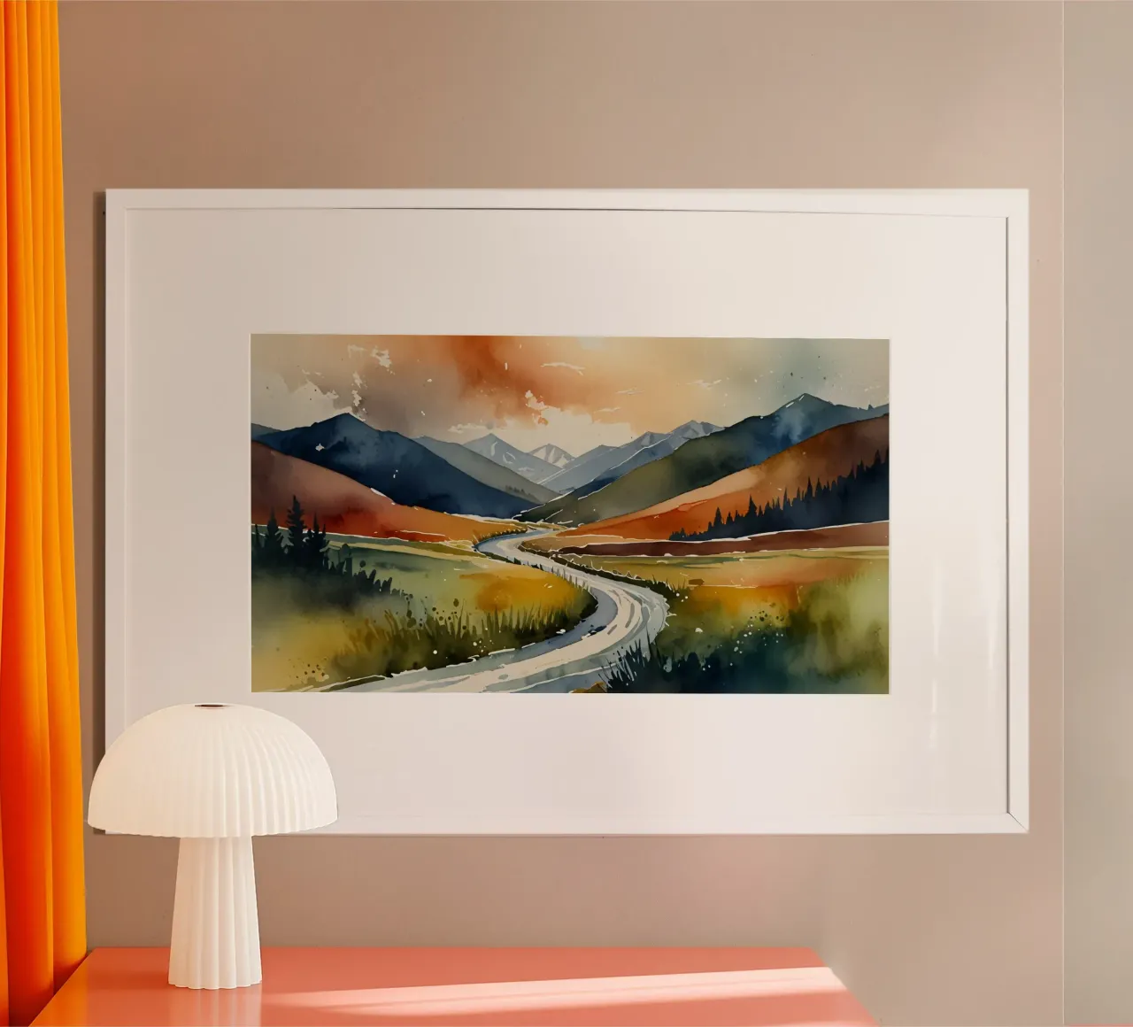 Une rivière sinueuse s'écoule à travers des vallées automnales colorées hahnemühle de DesignDoodle