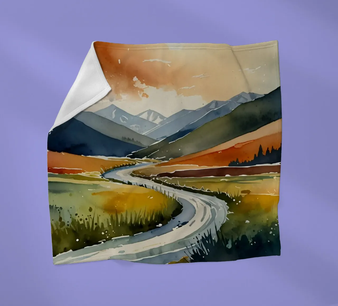 A winding river flows through colorful autumn valleys fleece blanket by DesignDoodle