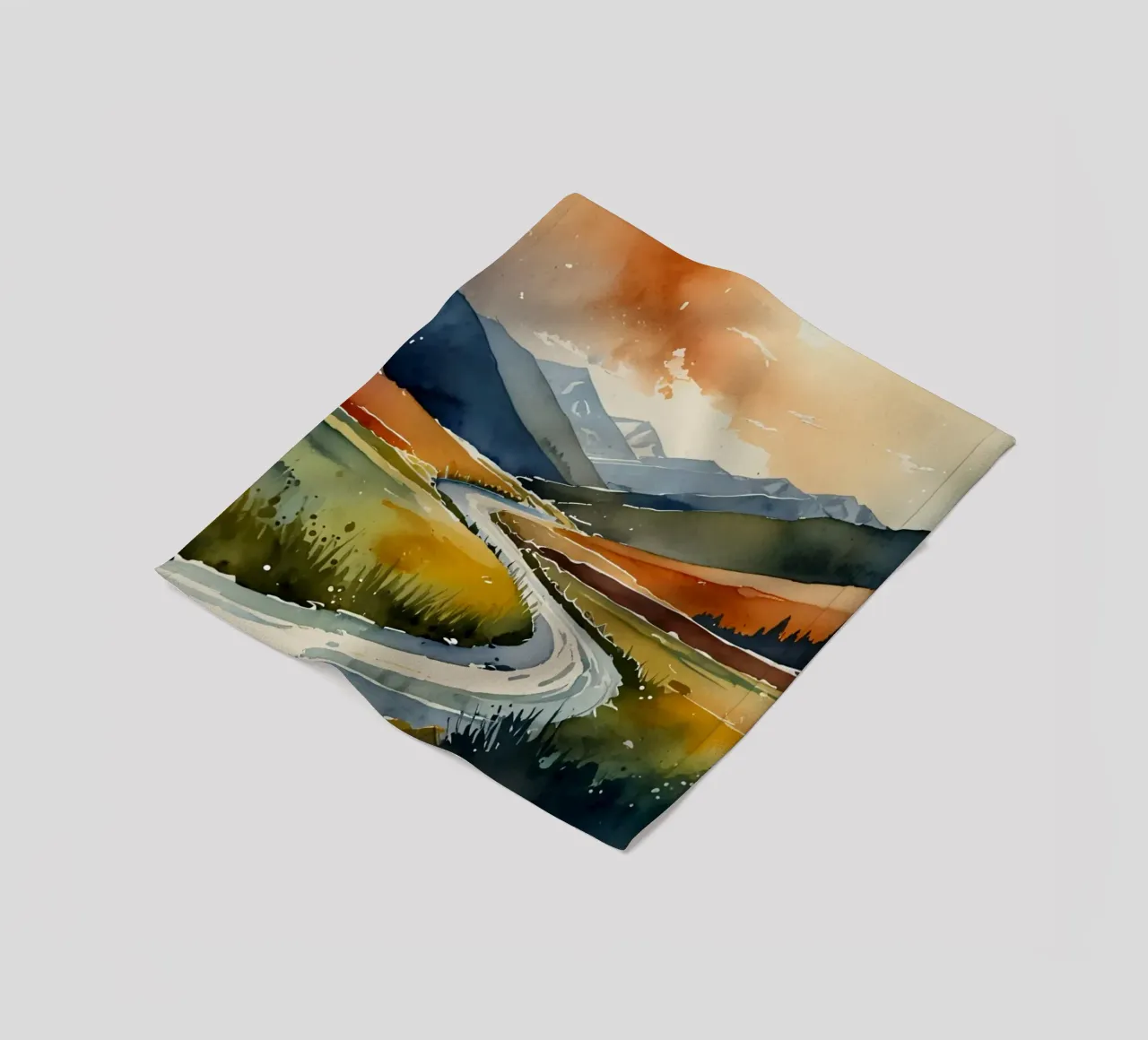 A winding river flows through colorful autumn valleys fleece blanket by DesignDoodle