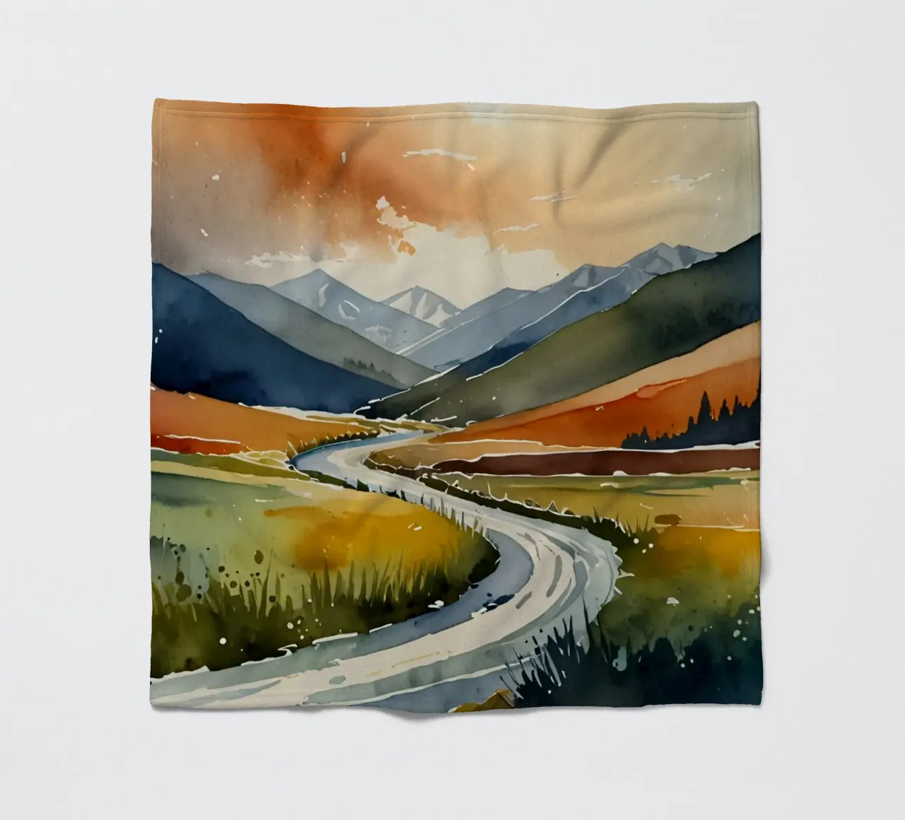 A winding river flows through colorful autumn valleys fleece blanket by DesignDoodle