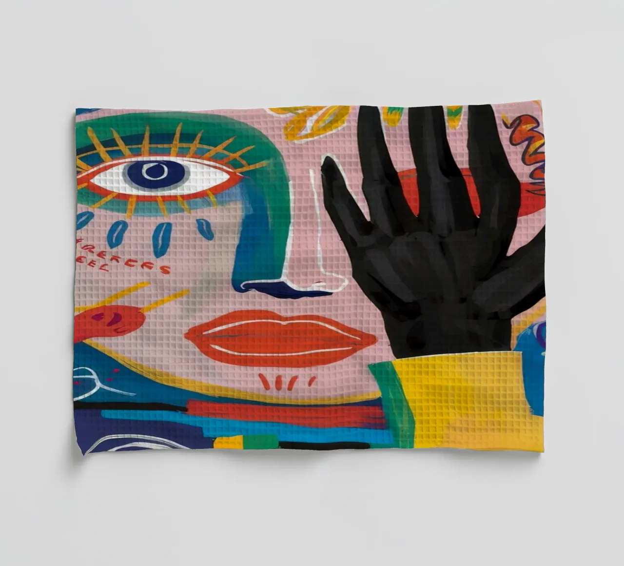 Viso coperto a mano canovaccio da cucina da Muse Fragments