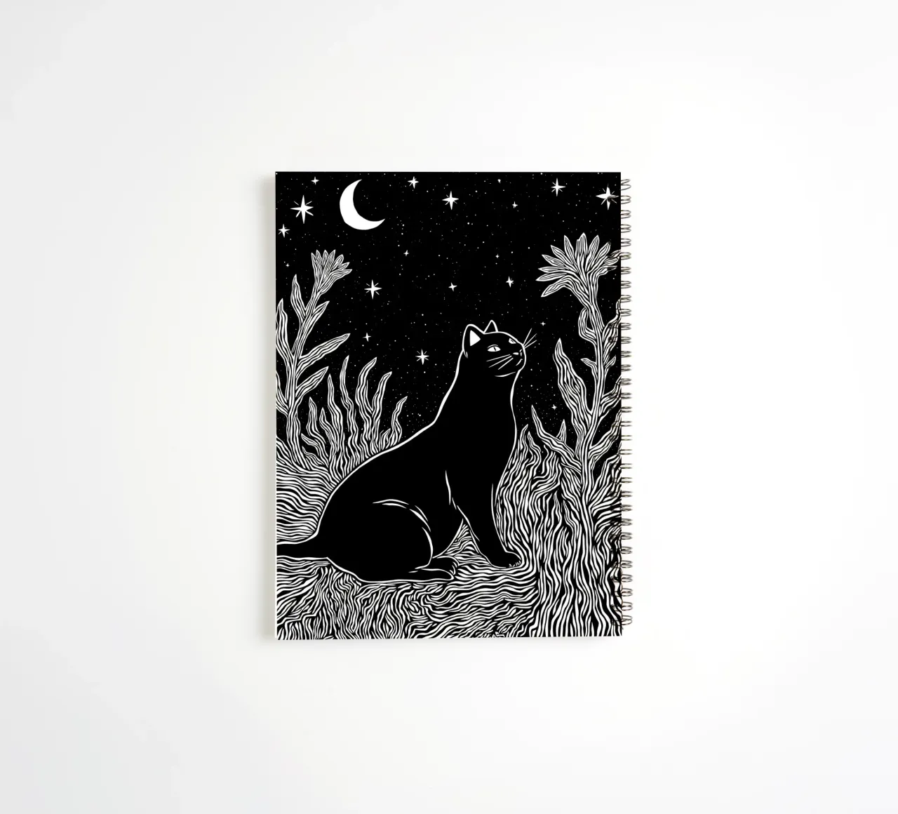 Black Cat In Night spiral notebook by Indigo Rain