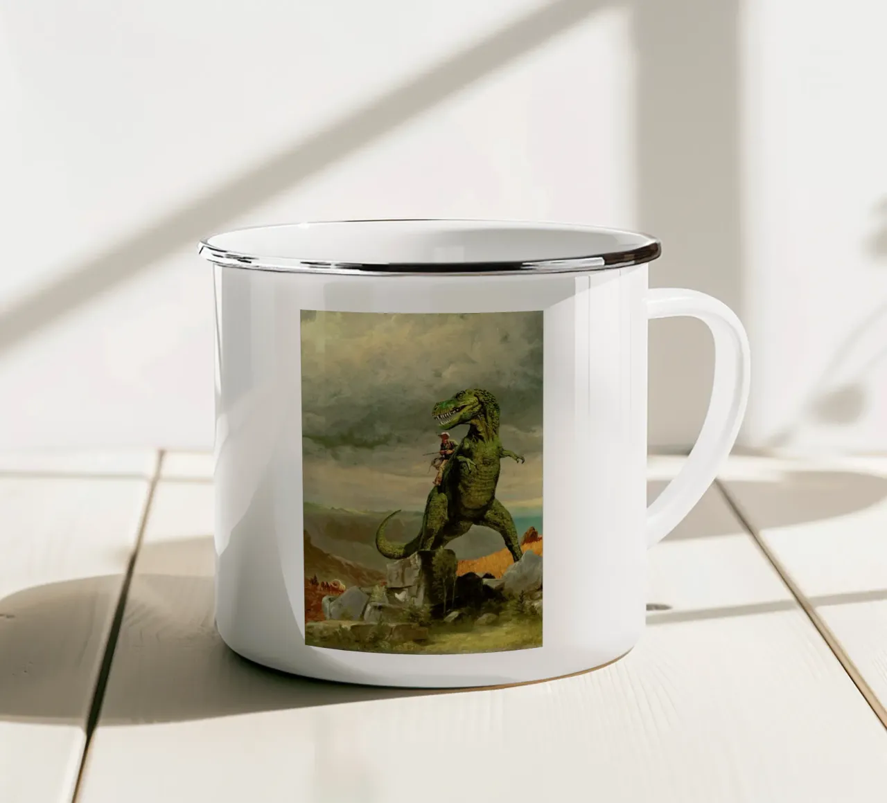 T Rexas Ranger tazza in smalto da Jason Brueck