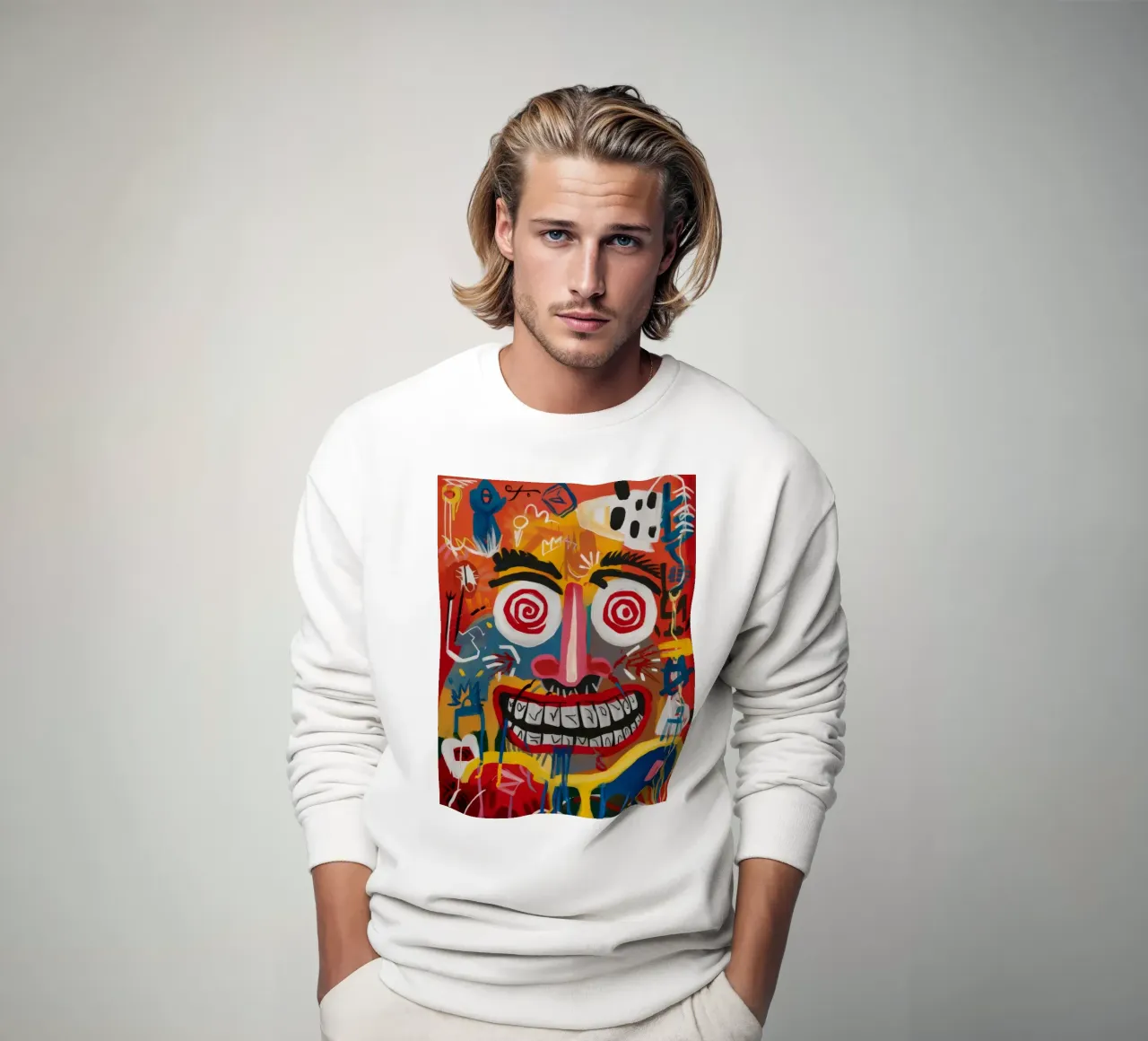 Hypnotisch grijnzend gezicht sweatshirt van Muse Fragments