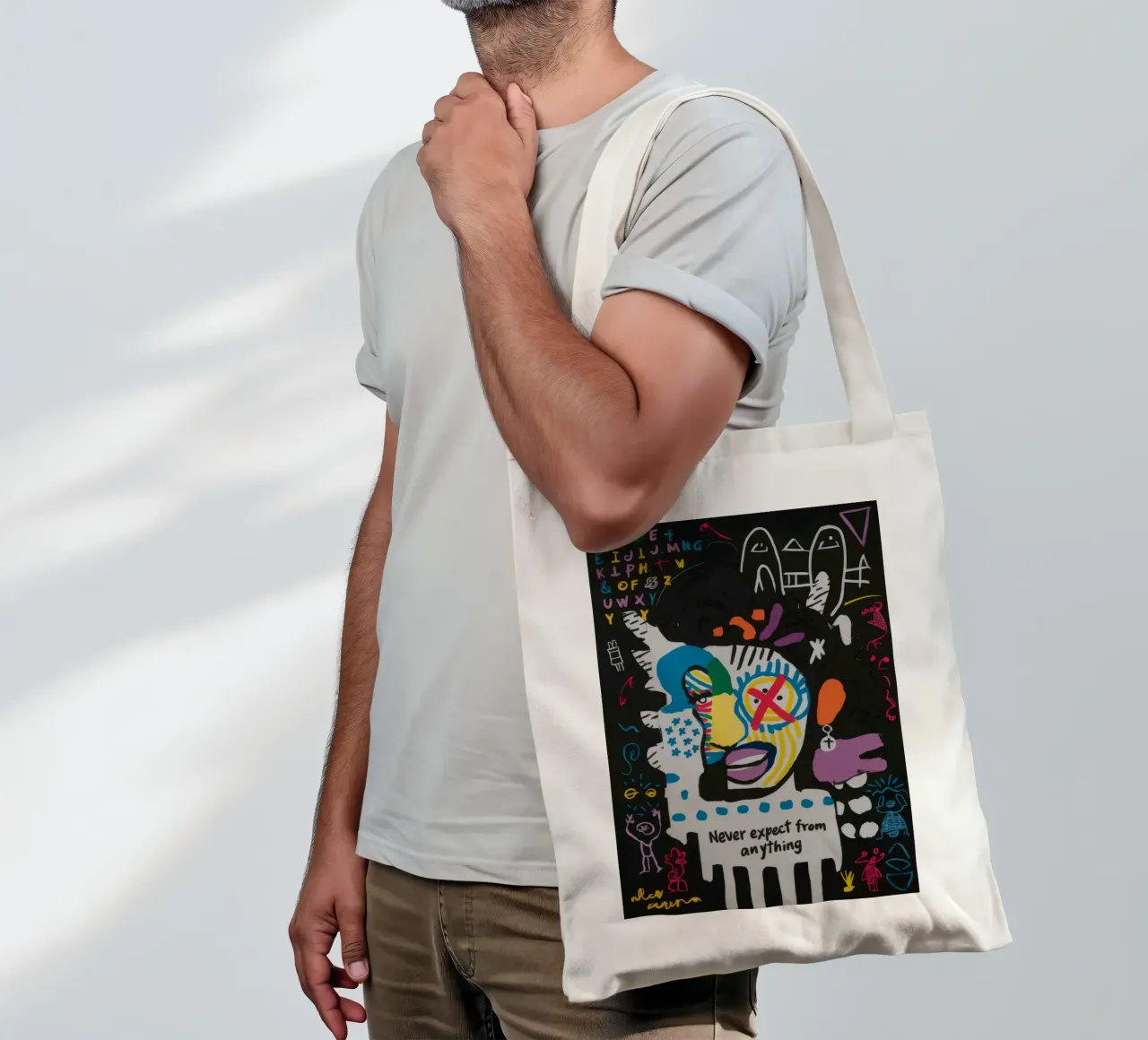 Non aspettatevi nulla di astratto borsa in juta da Muse Fragments