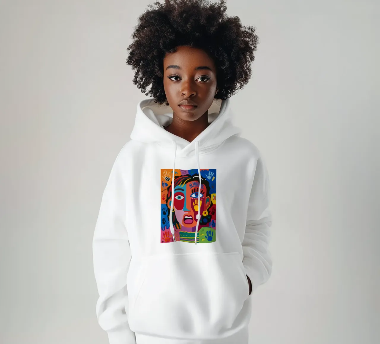 Impronte colorate del viso felpa con cappuccio da Muse Fragments