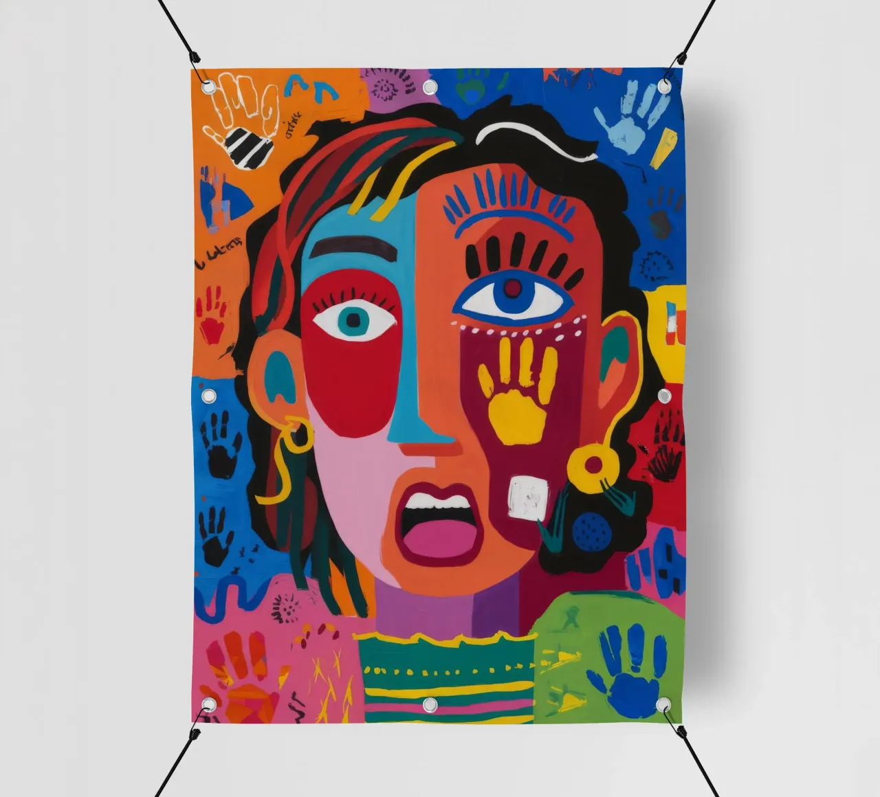 Impronte colorate del viso telo in pvc da Muse Fragments