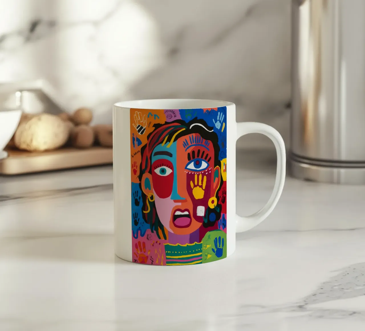 Impronte colorate del viso tazza in ceramica da Muse Fragments