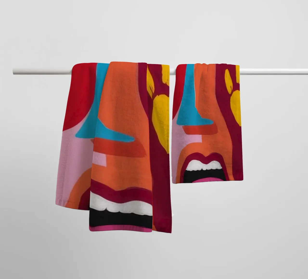 Impronte colorate del viso asciugamano da bagno da Muse Fragments