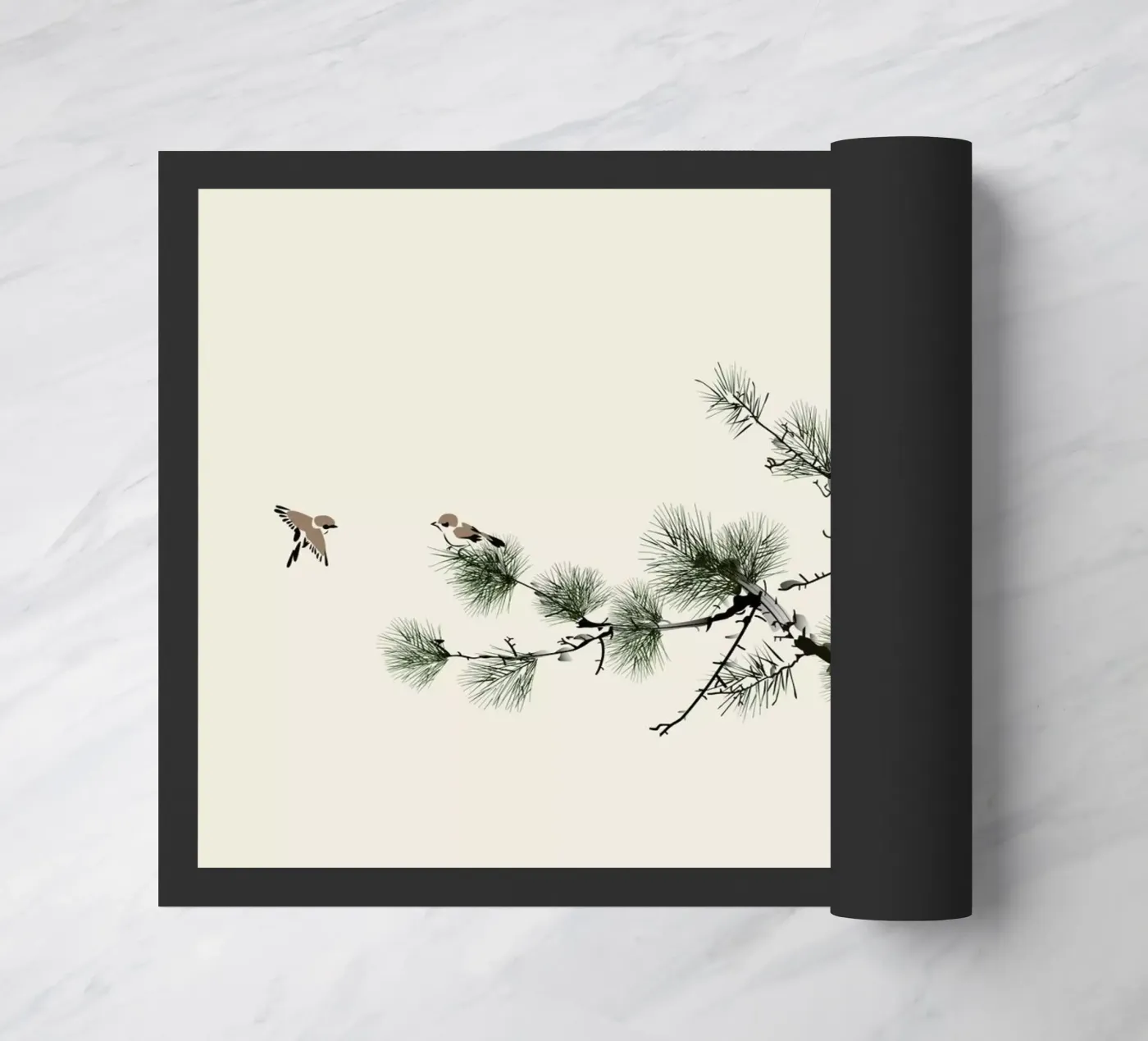 Birds and Pine deurmat van Flora & Fauna