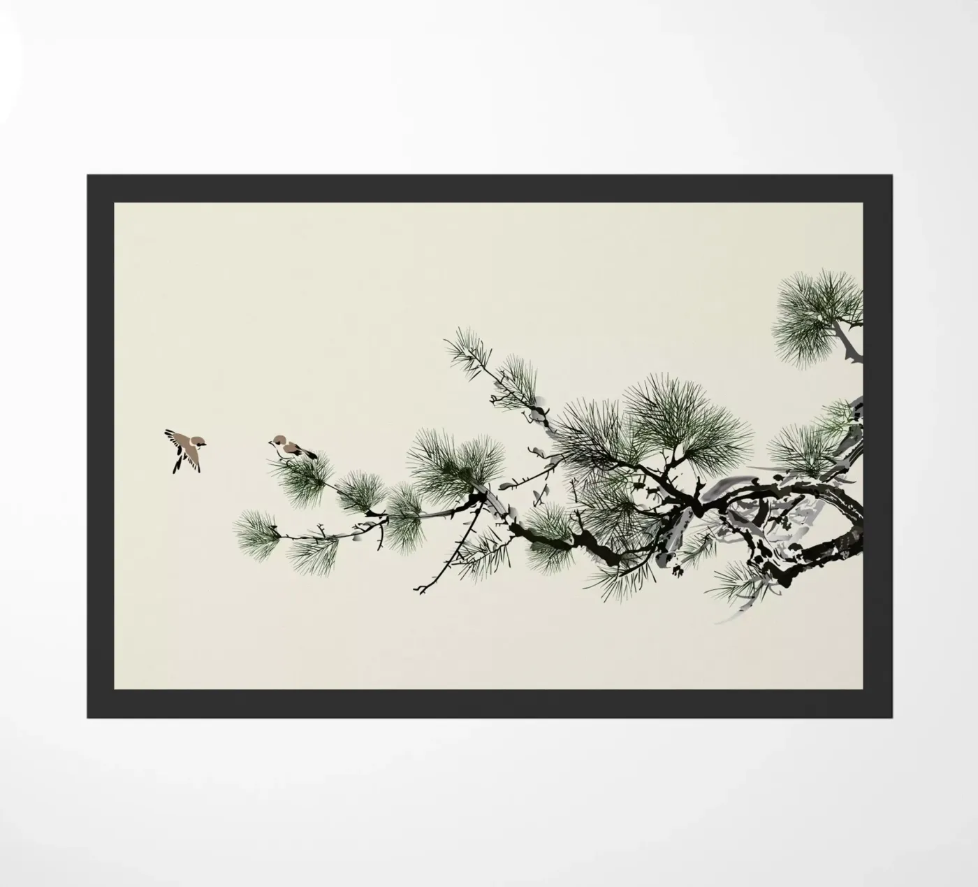 Birds and Pine deurmat van Flora & Fauna