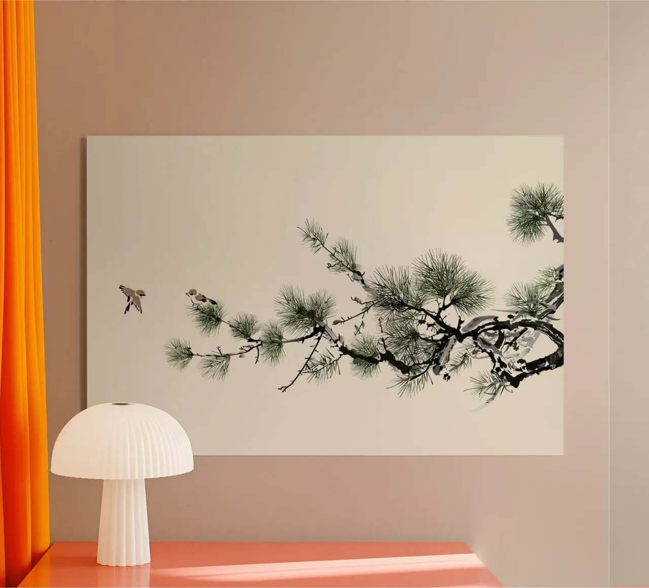 Birds and Pine plexiglass da Flora & Fauna