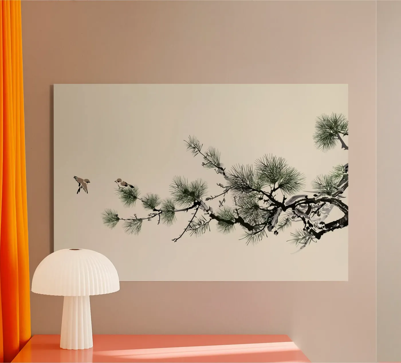 Birds and Pine plexiglass da Flora & Fauna