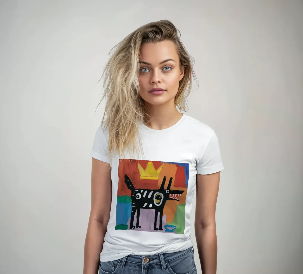 Striped Dog Royalty women's fitted t-shirt by Muse Fragments