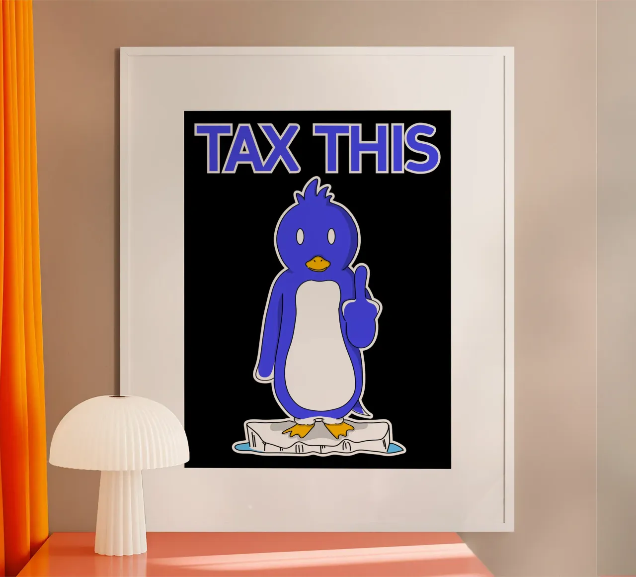 Divertente Pinguino che resiste alla protesta con il dito medio contro i dazi doganali poster da sillyindustries