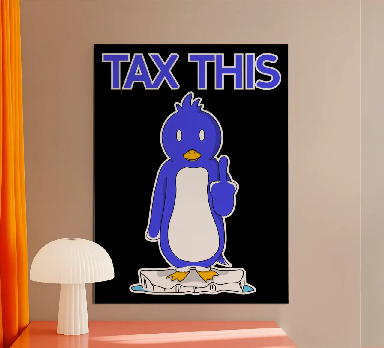 Divertente Pinguino che resiste alla protesta con il dito medio contro i dazi doganali poster da sillyindustries