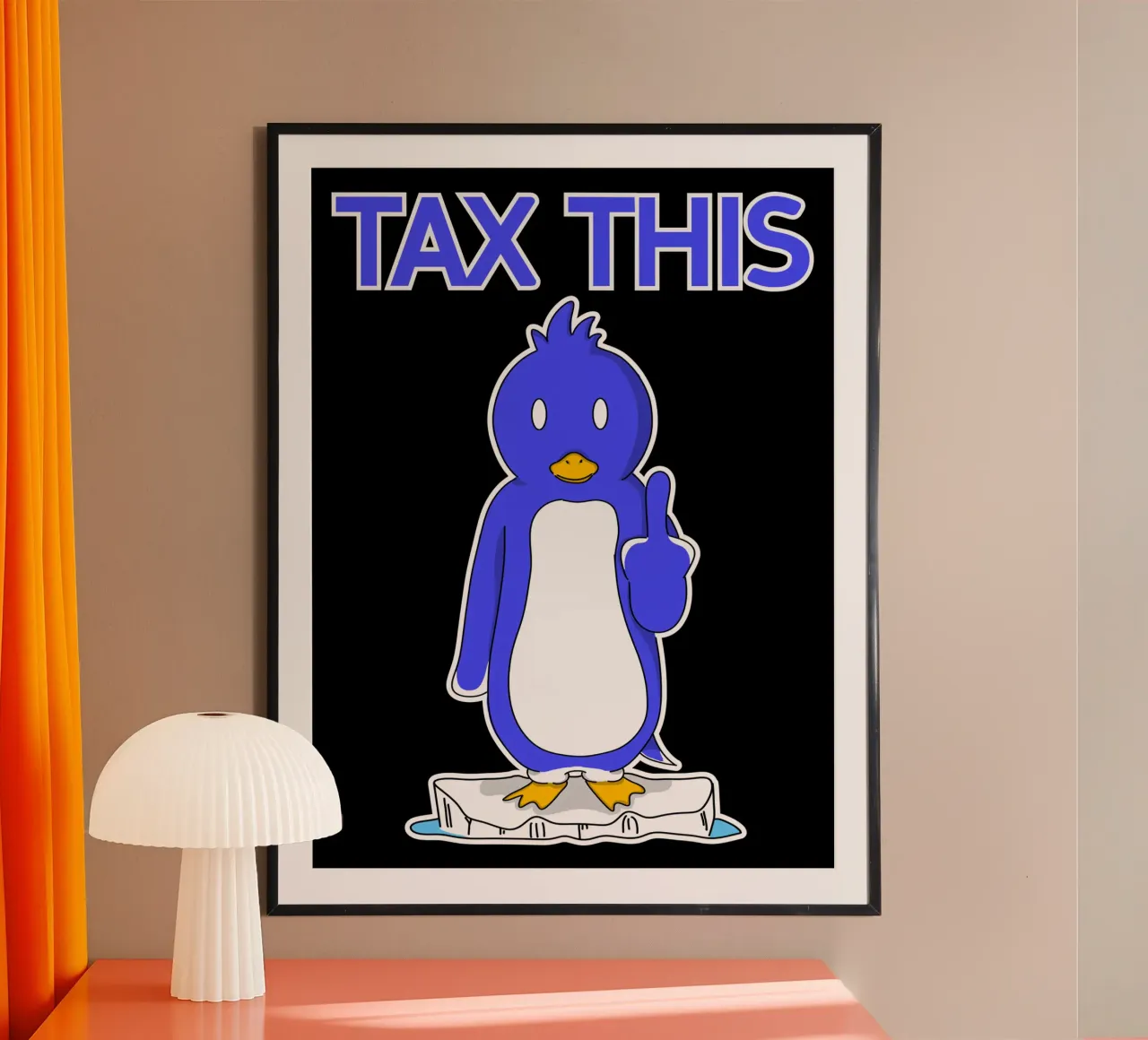 Divertente Pinguino che resiste alla protesta con il dito medio contro i dazi doganali poster da sillyindustries