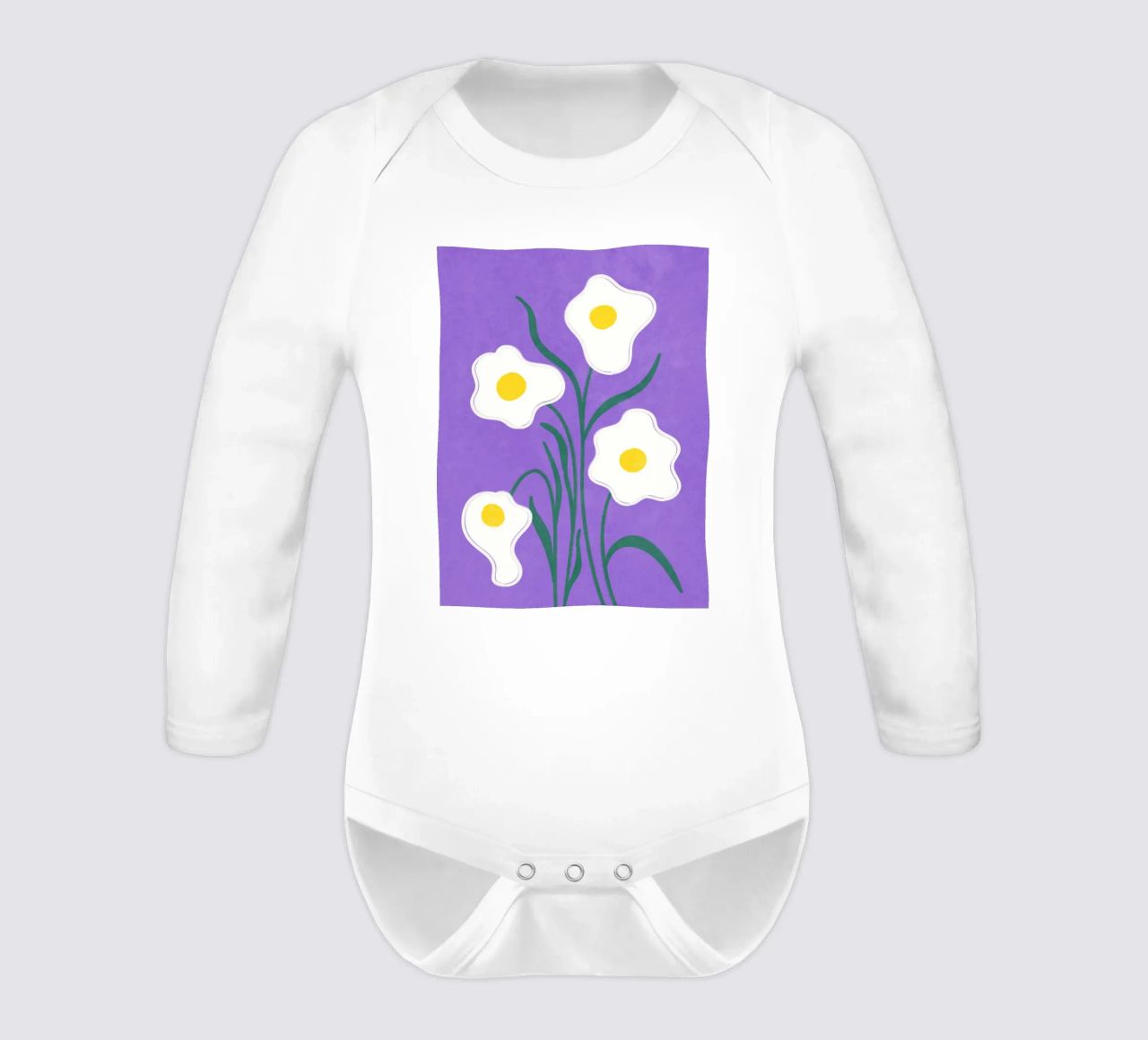 Spiegeleier Blumen Langarm Babybody von Illustration Raissa Oltmanns